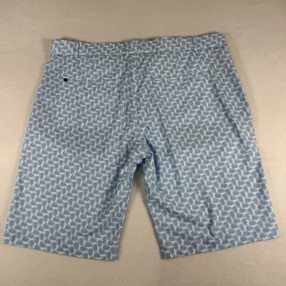Greyson Wolf Print Golf Shorts Mens 36 Blue White Performance Stretch Golfcore